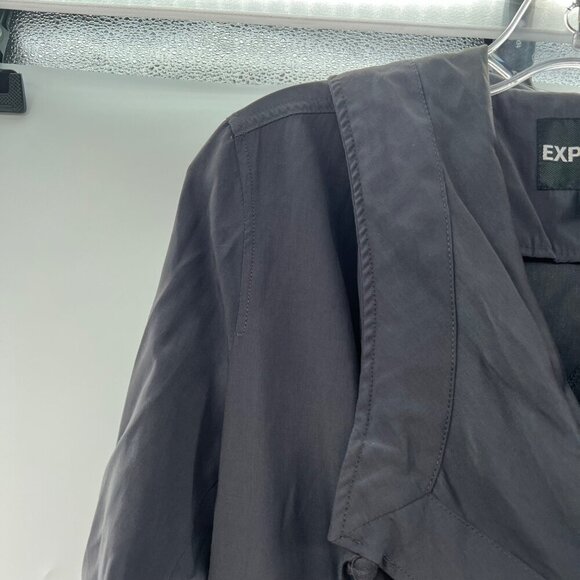 Express Women's Lightweight Hooded Jacket Long Roll Tab Sleeve Gray Size XS - Picture 5 of 9